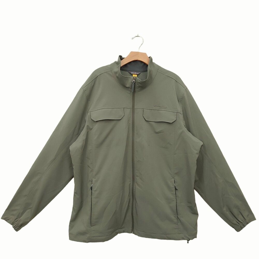 Eddie Bauer Travex Jacket Mens 2XL Green Softshell Full Zip Softshell Travel